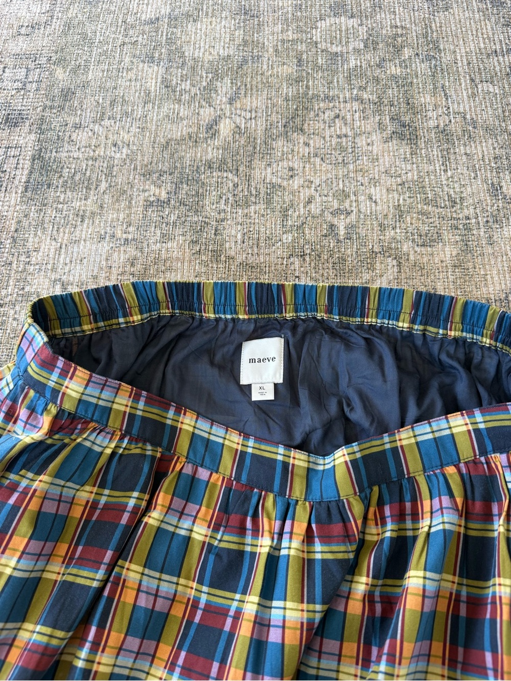 NWOT Maeve Jacie Poplin Printed Maxi Skirt Plaid Cotton Flowy Colorful Size XL - Picture 5 of 8